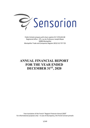 Thumbnail Sensorion Financial Report 2020