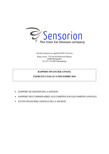 Thumbnail Sensorion Financial Report 2016