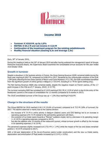Thumbnail Groupe Partouche Financial Report 2018