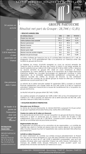 Thumbnail Groupe Partouche Financial Report 2006