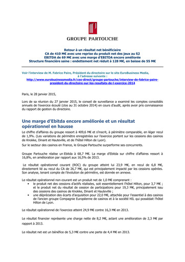 Thumbnail Groupe Partouche Financial Report 2014