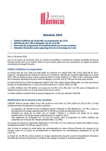 Thumbnail Groupe Partouche Financial Report 2018