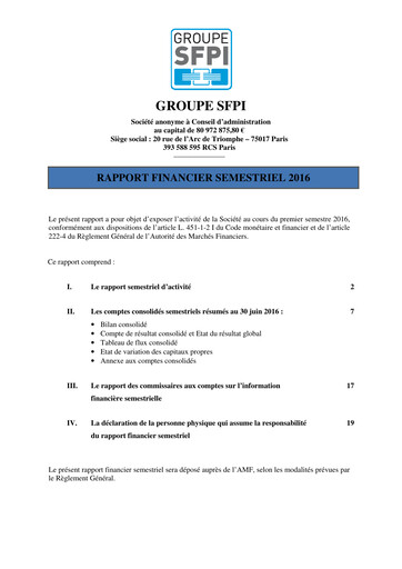Miniature Groupe SFPI Rapport semestriel 2016-h1