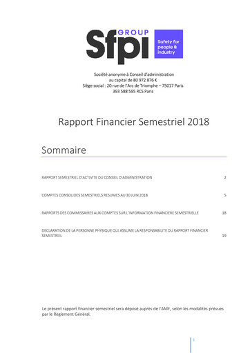 Miniature Groupe SFPI Rapport semestriel 2018-h1