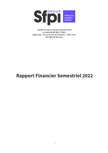 Miniature Groupe SFPI Rapport semestriel 2022-h1