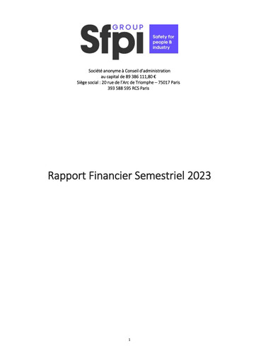 Thumbnail Groupe SFPI Half-year Report 2023-h1