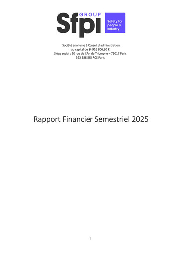 Miniature Groupe SFPI Rapport semestriel 2025-h1