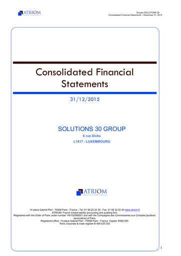 Thumbnail Solutions 30 Financial Statement 2015