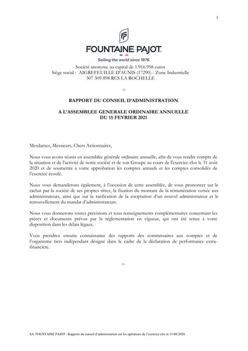 Thumbnail Fountaine Pajot Annual Report 2019-2020