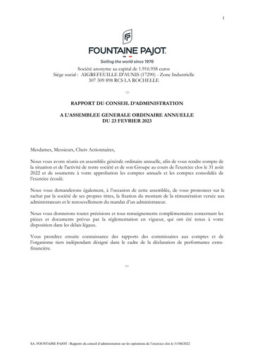 Thumbnail Fountaine Pajot Annual Report 2021-2022