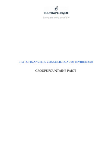Miniature Fountaine Pajot Rapport semestriel 2022-2023