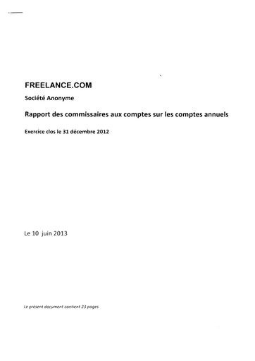 Vorschaubild Freelance.com SA Finanzmitteilung 2012