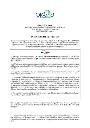 Thumbnail Groupe OKwind Universal Registration Document 2020