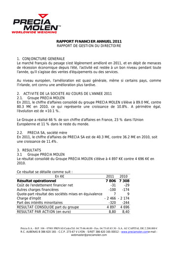 Thumbnail Precia S.A. Financial Report 2011