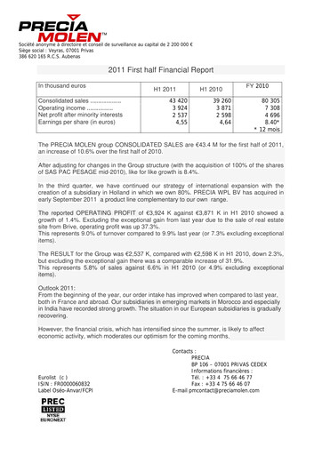 Thumbnail Precia S.A. Half-year Report 2011-h1