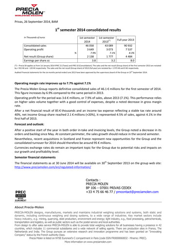 Miniature Precia S.A. Rapport semestriel 2014-h1