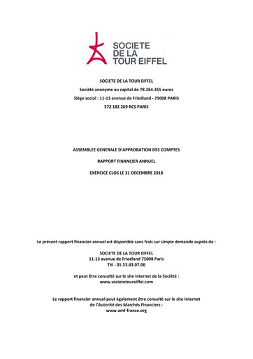 Thumbnail Société de la Tour Eiffel Financial Report 2018