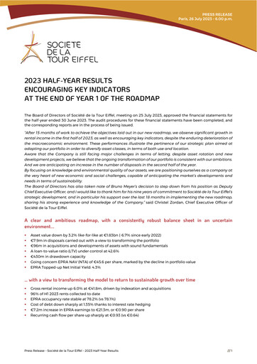 Thumbnail Société de la Tour Eiffel Half-year Report 2023