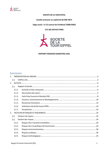 Thumbnail Société de la Tour Eiffel Half-year Report 2021