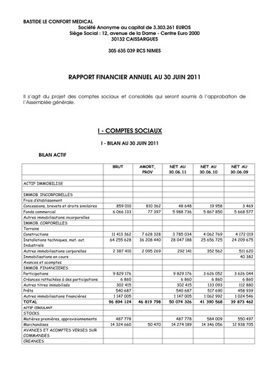 Miniature Bastide Le Confort Médical Rapport annuel 2011