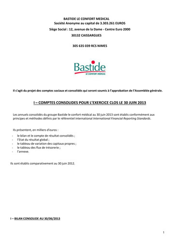 Miniature Bastide Le Confort Médical Rapport annuel 2013