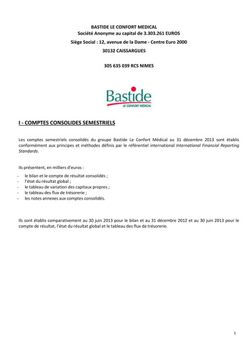 Miniature Bastide Le Confort Médical Rapport semestriel 2013-h2