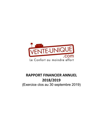 Thumbnail Vente-Unique.com Annual Report 2018-2019