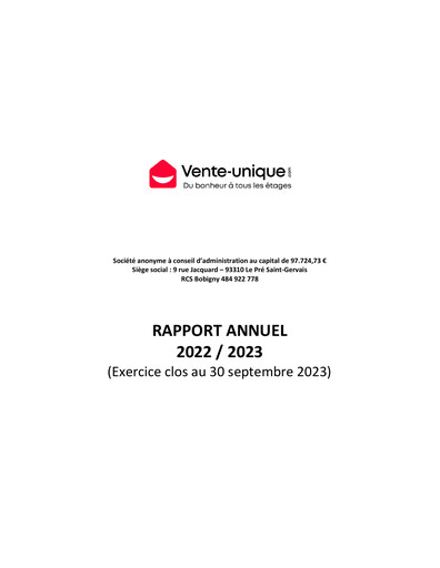Thumbnail Vente-Unique.com Annual Report 2022-2023