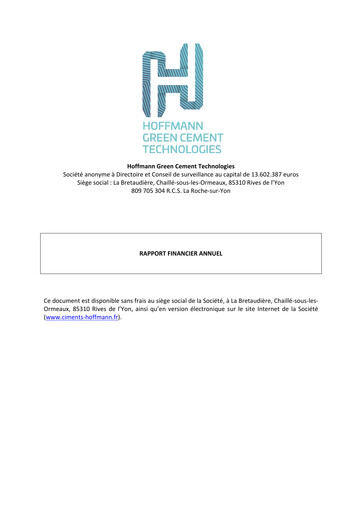 Thumbnail Hoffmann Green Cement Technologies Financial Report 2019
