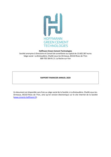 Thumbnail Hoffmann Green Cement Technologies Financial Report 2020