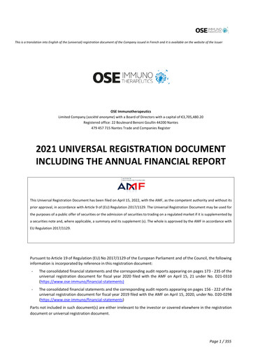 Thumbnail OSE Immunotherapeutics Universal Registration Document 2021