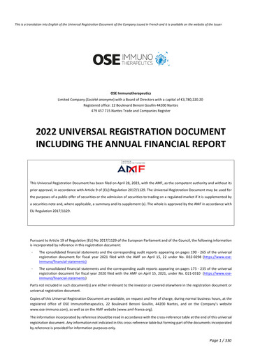 Thumbnail OSE Immunotherapeutics Universal Registration Document 2022