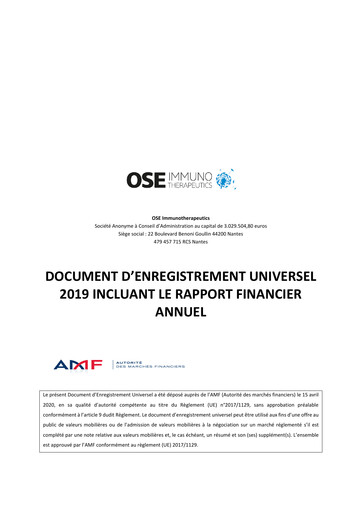 Thumbnail OSE Immunotherapeutics Universal Registration Document 2019