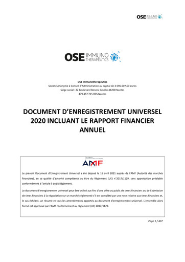 Thumbnail OSE Immunotherapeutics Universal Registration Document 2020