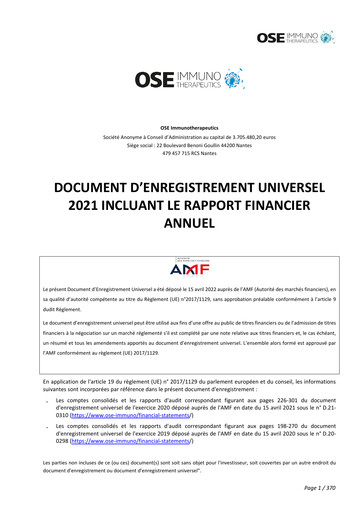 Thumbnail OSE Immunotherapeutics Universal Registration Document 2021