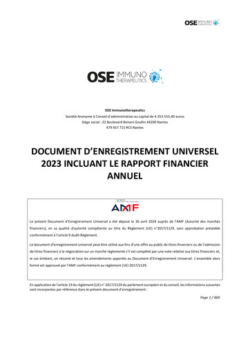 Thumbnail OSE Immunotherapeutics Universal Registration Document 2023