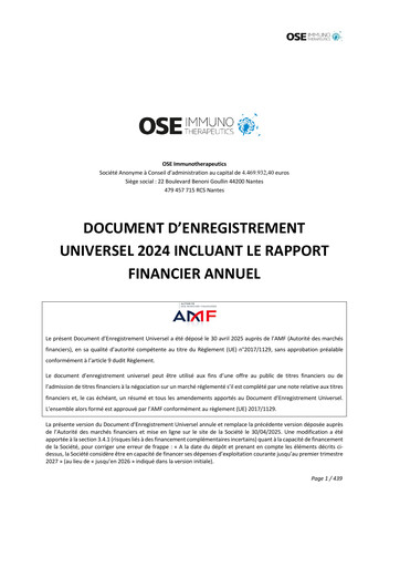 Thumbnail OSE Immunotherapeutics Universal Registration Document 2024