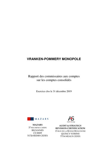 Thumbnail Vranken-Pommery Monopole Financial Statement 2019