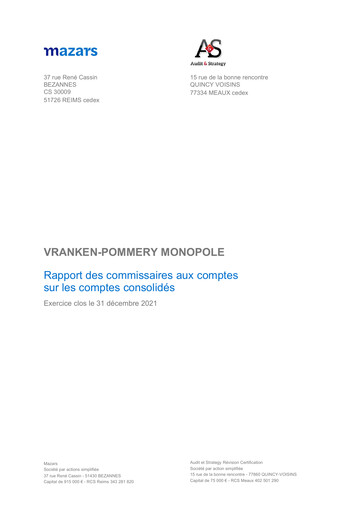 Thumbnail Vranken-Pommery Monopole Financial Statement 2021