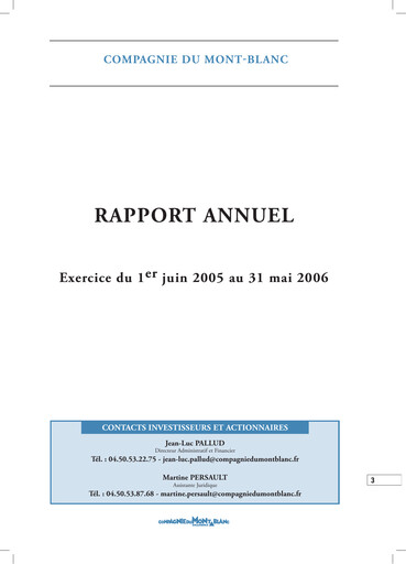 Thumbnail Compagnie Du Mont-Blanc Annual Report 2005-2006