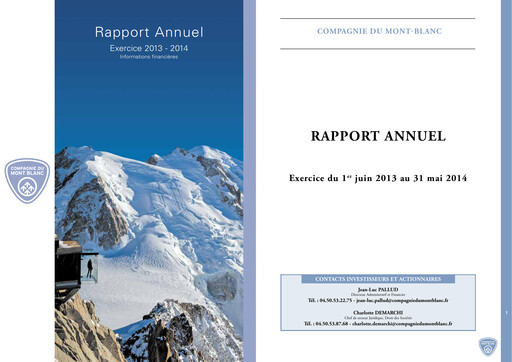 Thumbnail Compagnie Du Mont-Blanc Annual Report 2013-2014