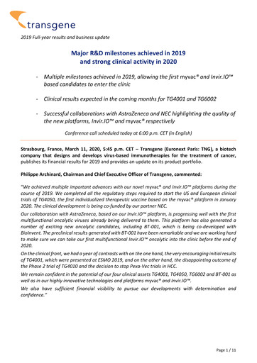 Thumbnail Transgene SA Financial Report 2019