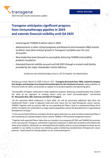 Thumbnail Transgene SA Financial Report 2023