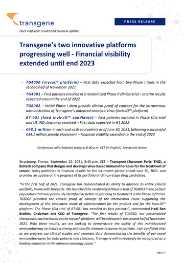 Thumbnail Transgene SA Half-year Report 2021