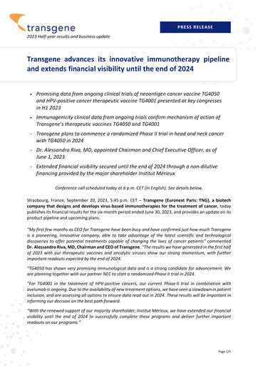 Thumbnail Transgene SA Half-year Report 2023