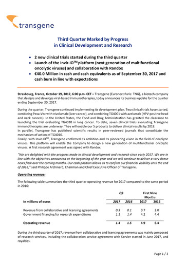 Thumbnail Transgene SA Quarterly Report 2017-q3
