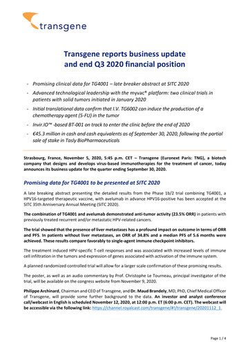 Thumbnail Transgene SA Quarterly Report 2020-q3