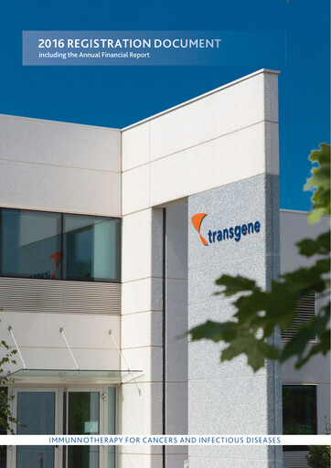 Thumbnail Transgene SA Universal Registration Document 2016