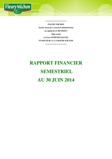 Thumbnail Fleury Michon Half-year Report 2014-h1