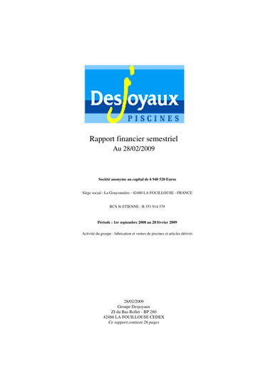 Thumbnail Piscines Desjoyaux Half-year Report 2008-2009